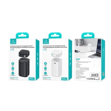 Baterie Externa Usams - Seria XMF (US-CD217) - GaN USB-C PD45W de incarcare rapida cu cablu retractabil Lightning, 80 cm - negru - Img 2