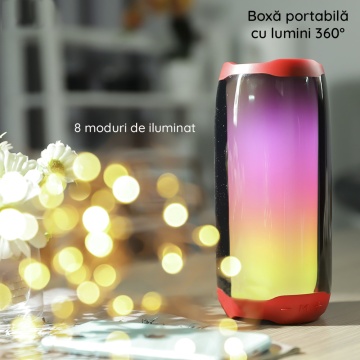 Boxa portabila Bluetooth TWS cu lumini RGB Hoco HC8 - Alb - Img 5