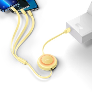 Cablu date retractabil Type-C, iPhone, Micro-USB Baseus, CAMJ010011 - Galben - Img 5