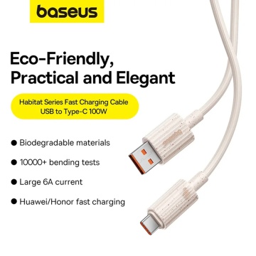 Cablu date USB Type-C Baseus, 100W, 480Mbps, 1m, P10360203421-00 - Roz - Img 3