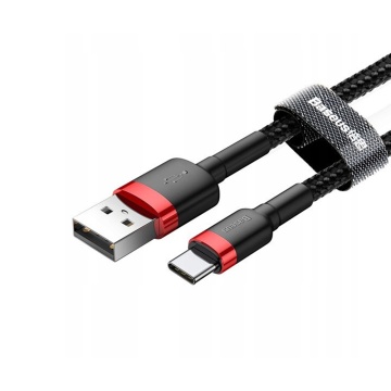 Cablu de date Baseus (CATKLF-F91) - USB la Type-C, 2A, 2m - Rosu / Negru - Img 4