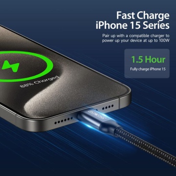 Cablu de date Duzzona (A9) - USB-C la USB-C, 100 W, 1 m - Gri - Img 4