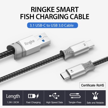 Cablu de date Ringke - USB la Type-C, 20cm - Gri - Img 5