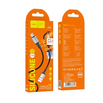Cablu de date USB la Lightning, 2.4A, 3m Hoco X92, Negru - Img 6