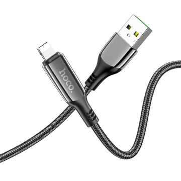 Cablu USB la iPhone cu Display LED Hoco S51, 2.4A, 1.2m, negru - Img 6