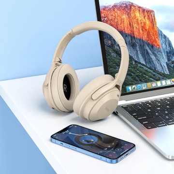 Casti Hoco fără fir (W37) - Bluetooth 5.3, Reducere activă a zgomotului, Multipoint - Champagne auriu - Img 3