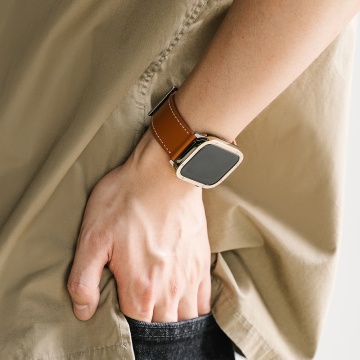 Curea Apple Watch 1/2/3/4/5/6/7/8/9/10/SE/SE 2/Ultra/Ultra 2 (42/44/45/46/49mm) Ringke Leather One Basic Bold - Maro - Img 3