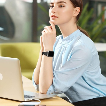 Curea Dama Techsuit W033 - Apple Watch 1/2/3/4/5/6/7/8/9/10/SE/SE 2 (38/40/41/42mm) - Negru - Img 5