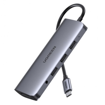 Dock USB-C la PD100W/ 3xUSB/ HDMI/ VGA/ RJ45/ Jack Ugreen, 80133 - Negru - Img 2