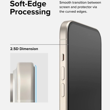 Folie sticla iPhone 15 Plus Ringke Cover Display Tempered Glass, Negru - Img 3