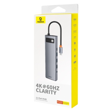 Hub Type-C la HDMI 4K, VGA, 4xUSB, USB-C, RJ45, SD, TF, Jack Baseus - Gri - Img 2