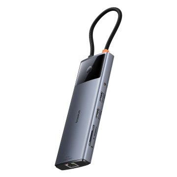 Hub USB-C la HDMI, 3xUSB, 2xUSB-C, RJ45, SD,TF, Jack3.5mm Baseus, B00061800813-00 - Gri - Img 5