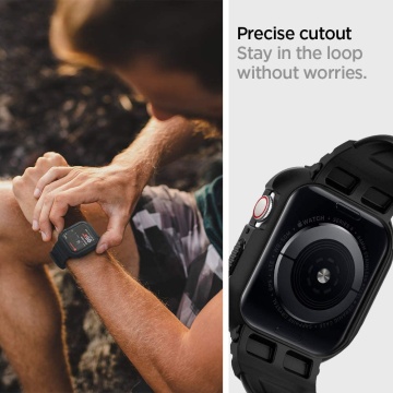 Husa Apple Watch 4/5/6/7/8/9/SE/SE 2 (44/45mm) Spigen Rugged Armor Pro - Negru - Img 5