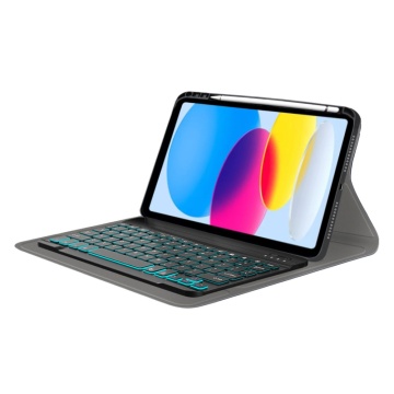 Husa iPad 10 (2022) 10.9 tastatura magnetica wireless RGB/pencil holder, Negru - Img 1