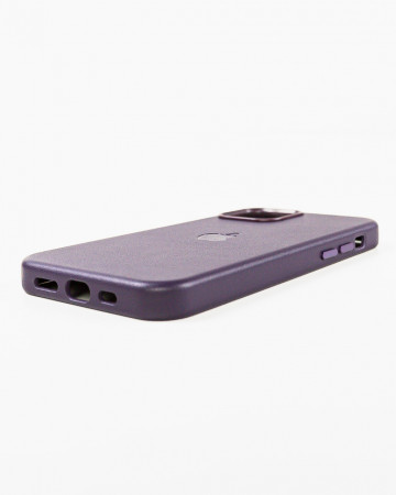 Husa Iphone 12 din piele naturala Mov MagSafe - Img 2