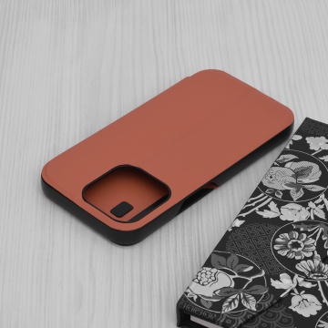 Husa iPhone 14 Pro Eco Leather View flip tip carte, Orange - Img 3