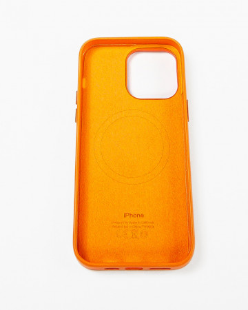 Husa Iphone 14 Pro Max din piele naturala Portocalie MagSafe - Img 5