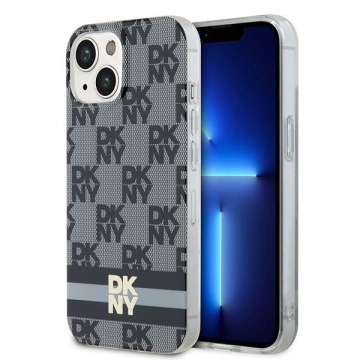 Husa iPhone 15 - DKNY IML Checkered Mono Pattern & Printed Stripes MagSafe (DKHMP15SHCPTSK) - Black - Img 1