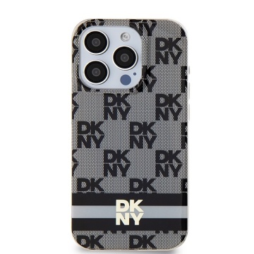 Husa iPhone 15 Pro - DKNY IML Checkered Mono Pattern & Printed Stripes MagSafe (DKHMP15LHCPTSK) - Black - Img 2