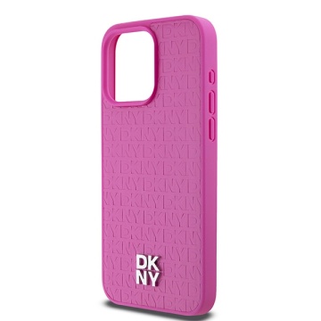 Husa iPhone 15 Pro - DKNY Leather Monogram Pattern Metal Logo MagSafe (DKHMP15LPSHRPSP) - Pink - Img 3
