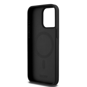 Husa iPhone 15 Pro Max - DKNY Leather Monogram Pattern Metal Logo MagSafe (DKHMP15XPSHRPSK) - Black - Img 5