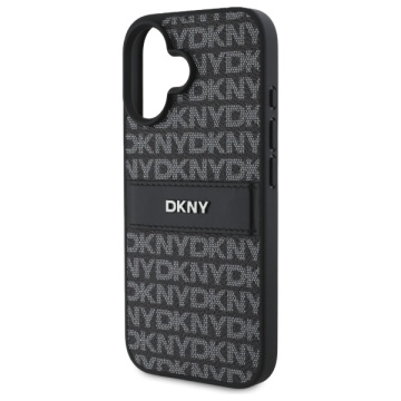 Husa iPhone 16 - DKNY Leather Hardcase Texture Pattern Tonal Stripe (DKHCP16SPRTHSLK) - Black - Img 3