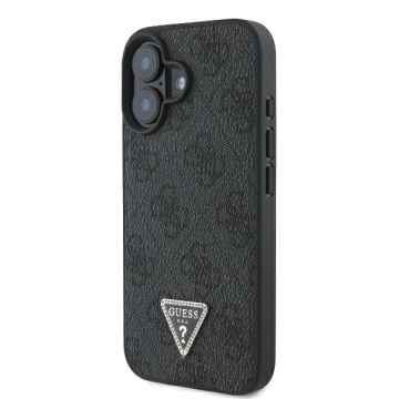 Husa iPhone 16 Guess Leather 4G Triangle Strass - Negru - Img 6