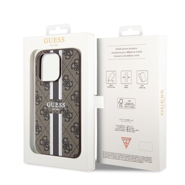 Husa originala Guess iPhone 15 Pro Hardcase 4G Printed Stripes MagSaf GUHMP15LP4RPSW- Maro - Img 4