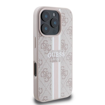 Husa originala Guess iPhone 16 Pro Hardcase 4G Printed Stripes MagSafe - Roz - Img 4
