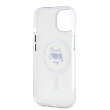 Husa pentru iPhone 15 - Karl Lagerfeld IML MagSafe (KLHMP15SHLSCHH) - White Metal Choupette`s Head - Img 6
