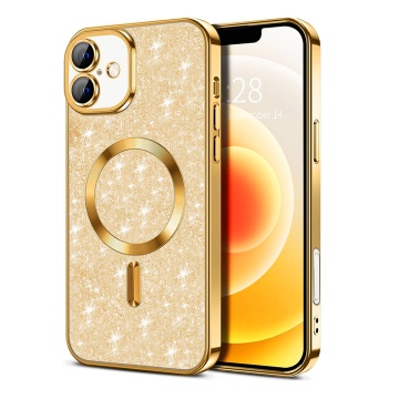 Husa premium iPhone 16 Plus Techsuit Luxury Glitter MagSafe - Auriu - Img 1