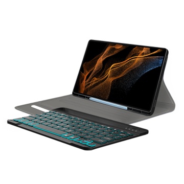Husa Samsung Galaxy Tab S8 Ultra cu tastatura magnetica wireless RGB/pencil holder Techsuit CozyTab - Negru - Img 3