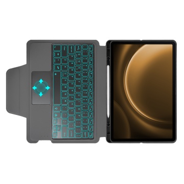 Husa Samsung Galaxy Tab S9 FE -Techsuit - KeyTab Pro (cu tastatură fără fir RGB/suport stilou) - Negru (Copy 11) - Img 3