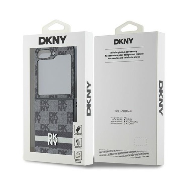 Husa Samsung Galaxy Z Flip6 - DKNY Leather Chequered Pattern Printed Stripes (DKHCZF6PCPTSSK) - Black - Img 6