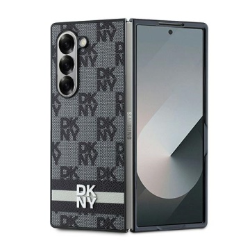 Husa Samsung Galaxy Z Fold6 - DKNY Leather Chequered Pattern Printed Stripes (DKHCZFD6PCPTSSKZ) - Black - Img 1