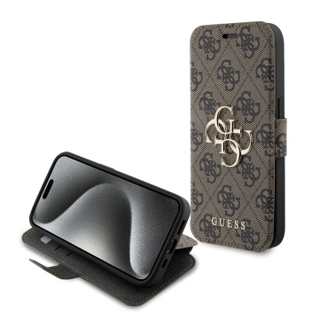 Husa tip carte iPhone 15 Pro Guess Book 4G GUBKP15L4GMGBR - Maro - Img 1