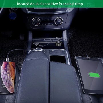 Incarcator auto Yesido Y31, 2x USB, 18W, 3.4A, afisaj LED, negru - Img 5