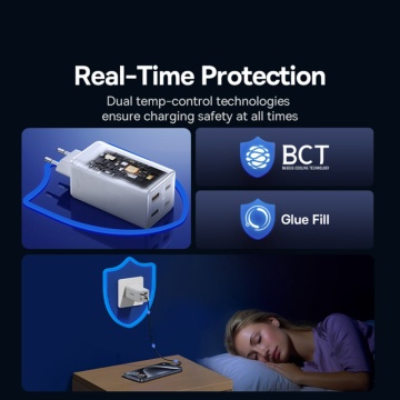 Incarcator de perete Baseus GaN6 Pro (P10162705212-00) - 2x USB, 2x Type-C, 100W, cu cablu Tip-C, 100W, 20V, 5A, 1m - Alb - Img 7