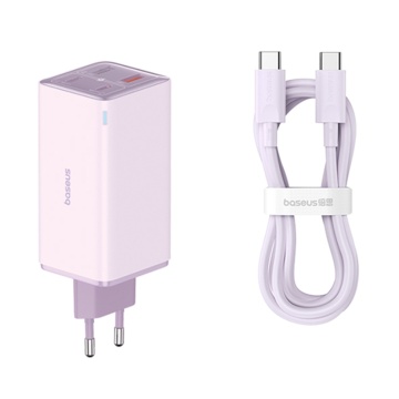 Incarcator de perete Baseus GaN6 Pro (P10162705532-00) - 2x USB, 2x Type-C, 100W, cu cablu Tip-C, 100W, 20V, 5A, 1m - Violet - Img 1