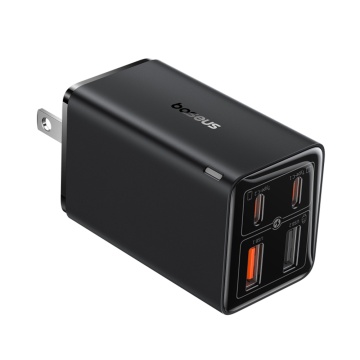 Incarcator de perete(priza SUA) BaseusGaN6 Pro (P10162702113-00) - 2x USB, 2x Type-C, 65W, Cablu Tip-C, 100W, 20V, 5A, 1m - Negru - Img 3