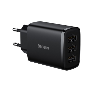 Incarcator de priza 3 x USB Baseus, 17W, CCXJ020101 Negru - Img 1