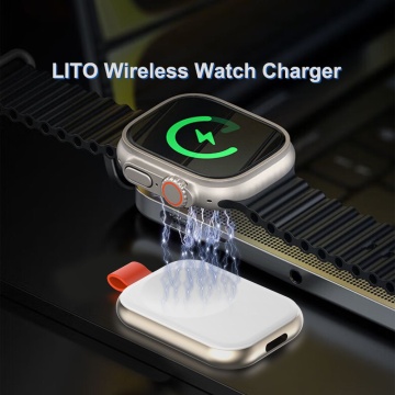 Incarcator magnetic fara fir (LT-W1) - pentru Apple Watch, cu breloc, incarcare din mers, 3,5 W, 1 A Lito- alb - Img 2