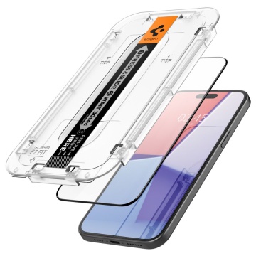 [Pachet 2x] Folie iPhone 15 Plus Spigen Glas.tR EZ Fit, Black - Img 6