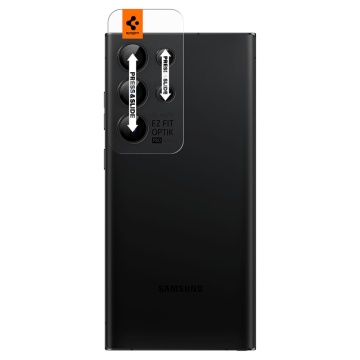 [Pachet 2x] Folie sticla camera Samsung Galaxy S23 Ultra Spigen Glas.tR Optik Pro EZ FIT, Black - Img 3