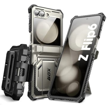 [Pachet 360°] Husa + folie Samsung Galaxy Z Flip6 I-Blason Armorbox - Gri - Img 1