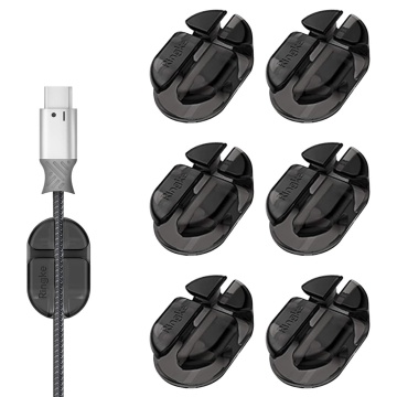 [Pachet 6x] Organizator cabluri Ringke, suport birou cu adeziv, negru - Img 1