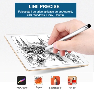 Stylus pen Techsuit, 2in1 universal, Android, iOS, aluminiu, JC01 - Verde - Img 4