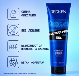 REDKEN Max Sculpting Gel - Гел за коса с мокър ефект и блясък - Img 2