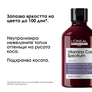 Vitamino Color Spectrum Purple Shampoo Неутрализиращ шампоан за боядисана коса 300 мл - Img 2