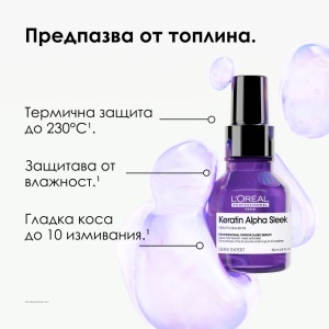 Keratin Alpha Sleek Изглаждащ серум за коса за блясък 50мл. - Img 2